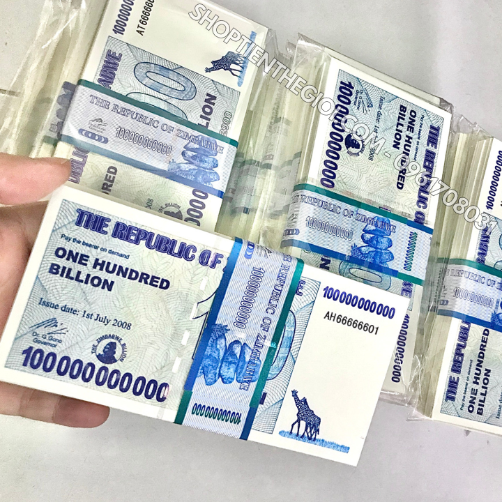 Tiền Lưu Niệm 100 Tỷ Zimbabwe Hình Hưu Cao Cổ - SP006002